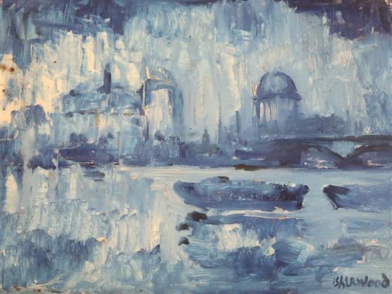 James Lawrence Isherwood (1917-1988) Rain, Blackfriars Bridge, London 12 x 16in., unframed